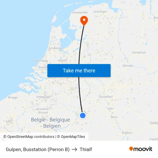 Gulpen, Busstation (Perron B) to Thialf map