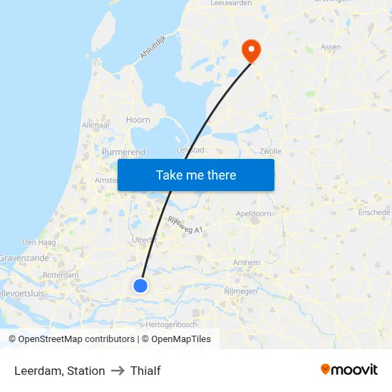Leerdam, Station to Thialf map