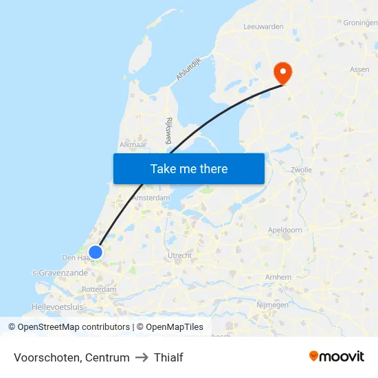 Voorschoten, Centrum to Thialf map
