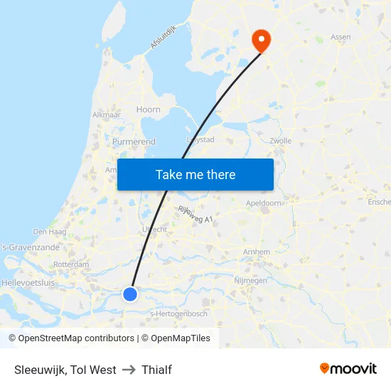 Sleeuwijk, Tol West to Thialf map