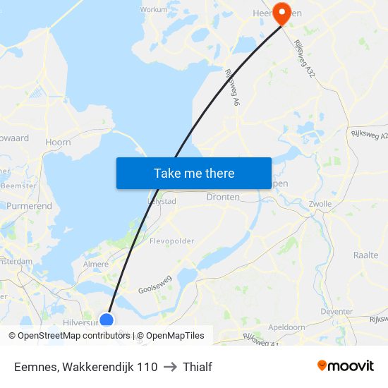 Eemnes, Wakkerendijk 110 to Thialf map