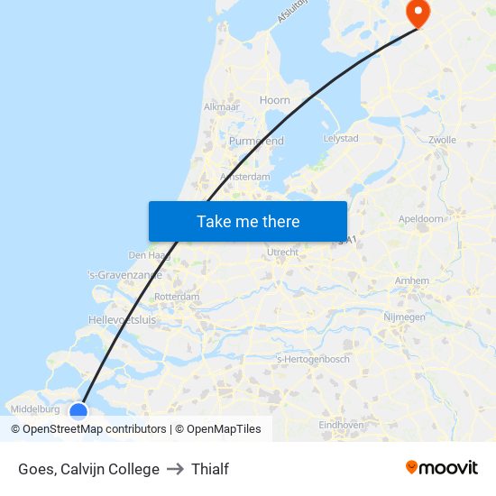 Goes, Calvijn College to Thialf map