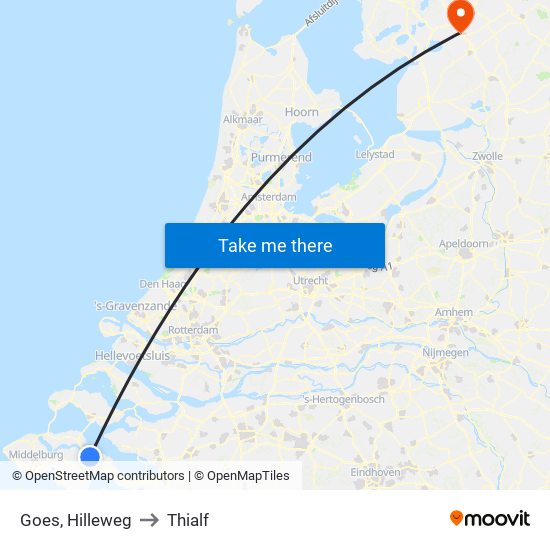 Goes, Hilleweg to Thialf map