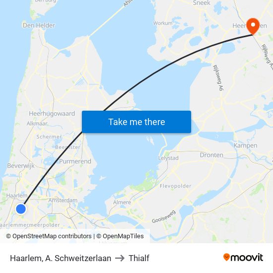 Haarlem, A. Schweitzerlaan to Thialf map