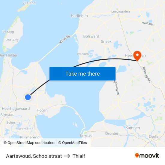 Aartswoud, Schoolstraat to Thialf map