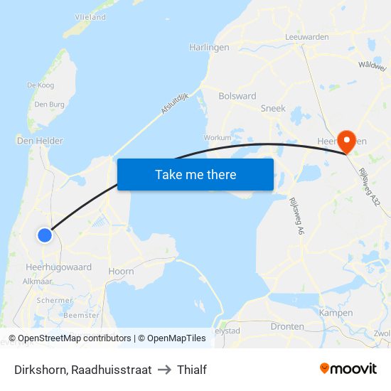 Dirkshorn, Raadhuisstraat to Thialf map