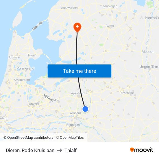 Dieren, Rode Kruislaan to Thialf map