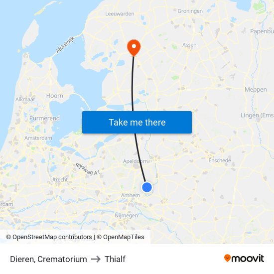 Dieren, Crematorium to Thialf map