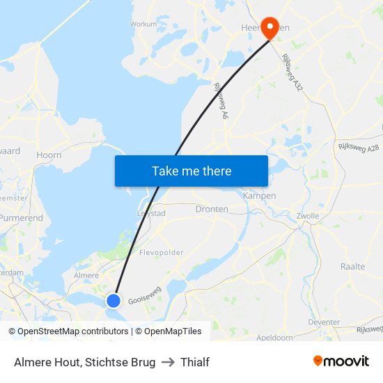 Almere Hout, Stichtse Brug to Thialf map