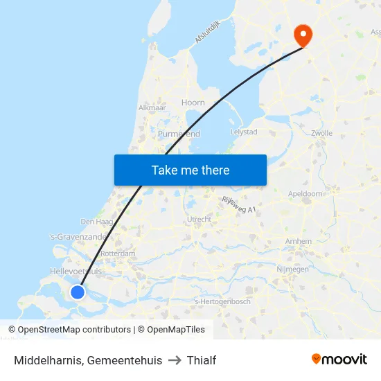 Middelharnis, Gemeentehuis to Thialf map