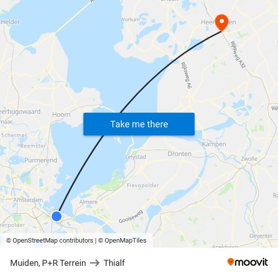 Muiden, P+R Terrein to Thialf map