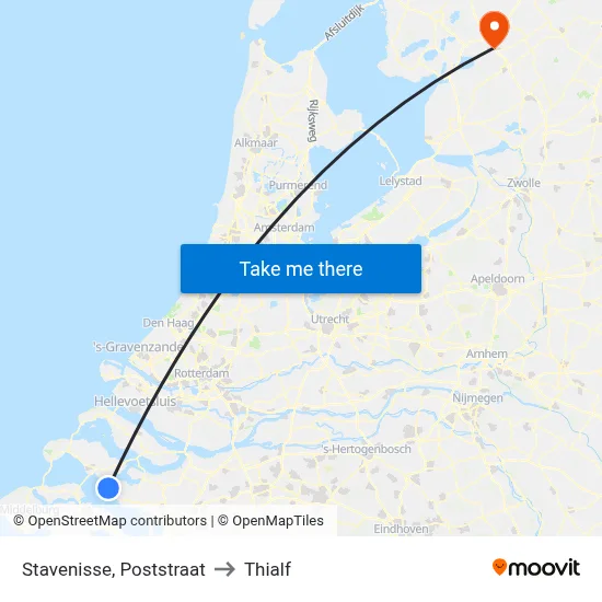 Stavenisse, Poststraat to Thialf map