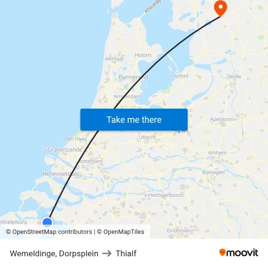 Wemeldinge, Dorpsplein to Thialf map