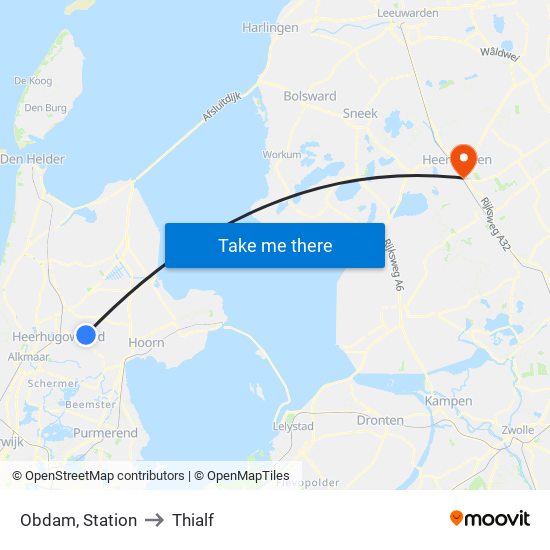 Obdam, Station to Thialf map