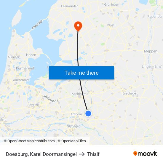 Doesburg, Karel Doormansingel to Thialf map