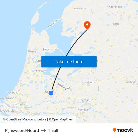 Rijnsweerd-Noord to Thialf map