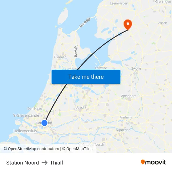 Station Noord to Thialf map