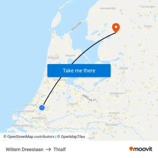 Willem Dreeslaan to Thialf map