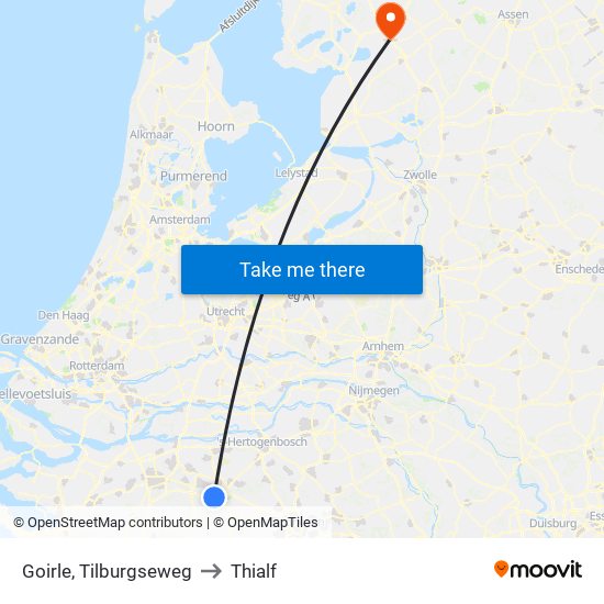 Goirle, Tilburgseweg to Thialf map