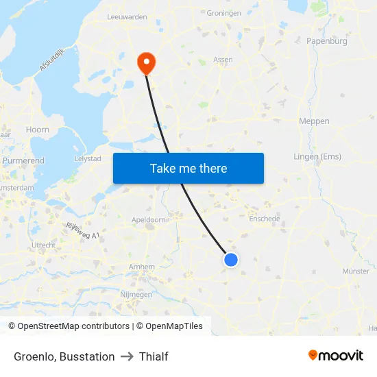 Groenlo, Busstation to Thialf map