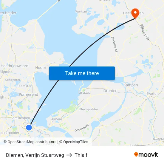 Diemen, Verrijn Stuartweg to Thialf map