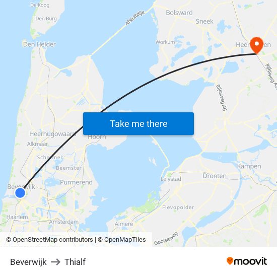 Beverwijk to Thialf map