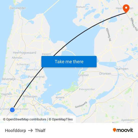 Hoofddorp to Thialf map