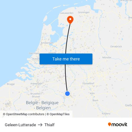 Geleen-Lutterade to Thialf map