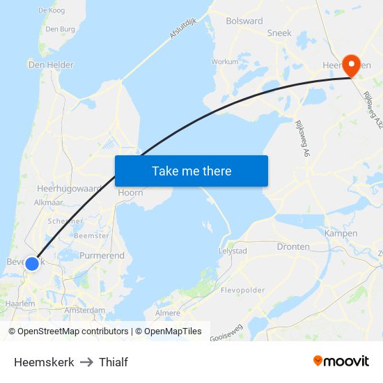 Heemskerk to Thialf map