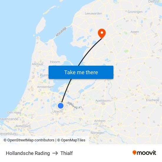 Hollandsche Rading to Thialf map