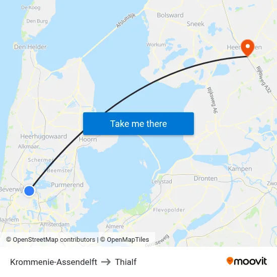 Krommenie-Assendelft to Thialf map