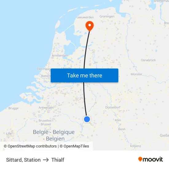Sittard, Station to Thialf map