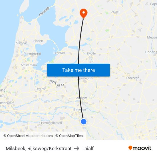 Milsbeek, Rijksweg/Kerkstraat to Thialf map
