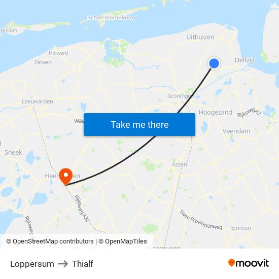 Loppersum to Thialf map