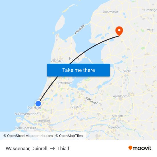 Wassenaar, Duinrell to Thialf map