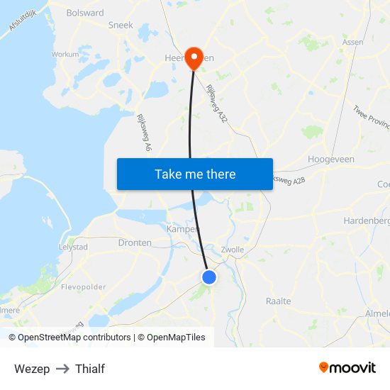 Wezep to Thialf map