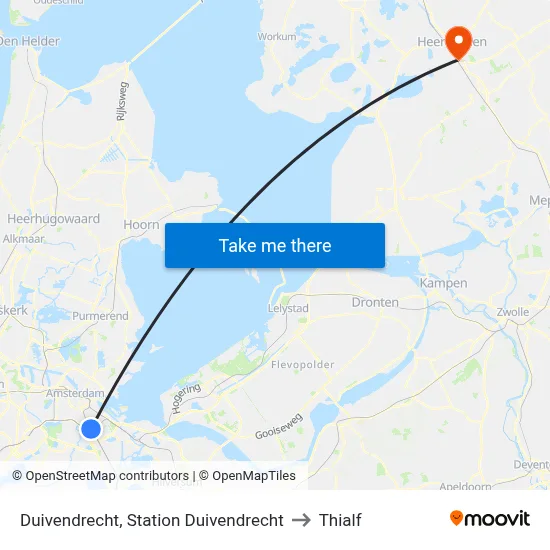 Duivendrecht, Station Duivendrecht to Thialf map