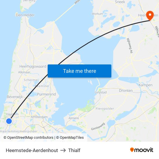 Heemstede-Aerdenhout to Thialf map