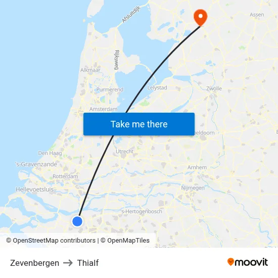 Zevenbergen to Thialf map
