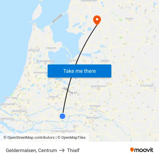 Geldermalsen, Centrum to Thialf map