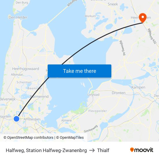 Halfweg, Station Halfweg-Zwanenbrg to Thialf map