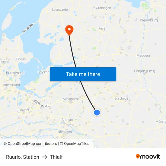 Ruurlo, Station to Thialf map