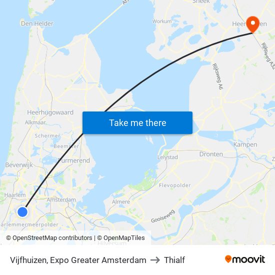 Vijfhuizen, Expo Greater Amsterdam to Thialf map