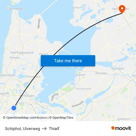 Schiphol, Uiverweg to Thialf map