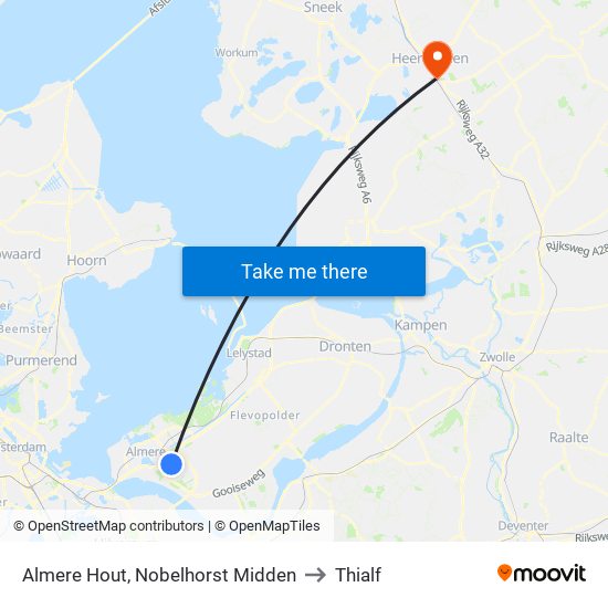 Almere Hout, Nobelhorst Midden to Thialf map