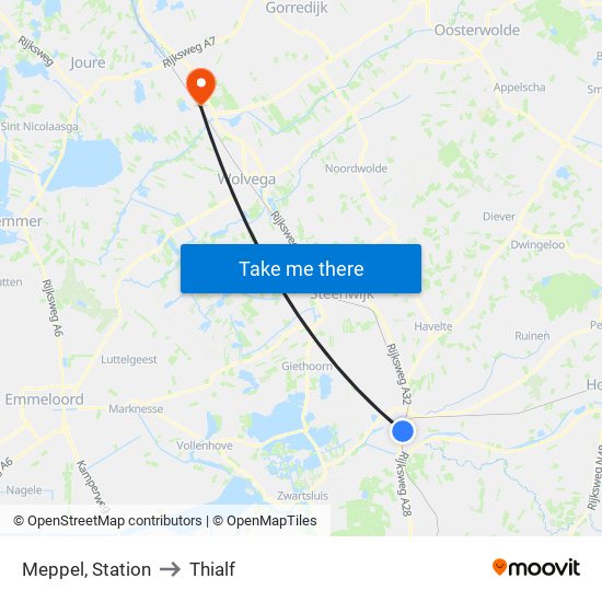 Meppel, Station to Thialf map