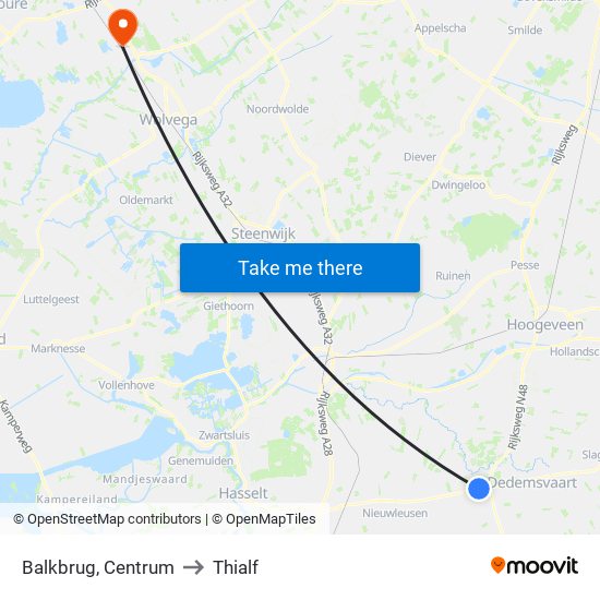 Balkbrug, Centrum to Thialf map