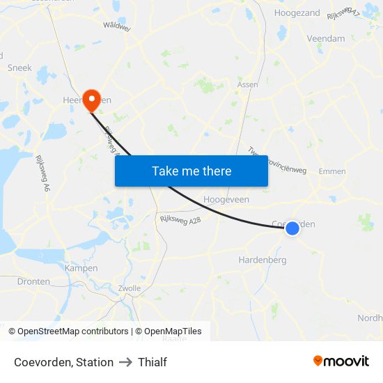 Coevorden, Station to Thialf map