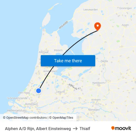 Alphen A/D Rijn, Albert Einsteinweg to Thialf map