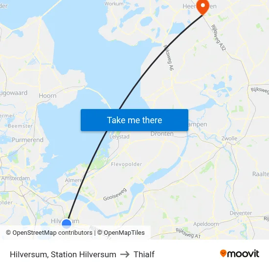 Hilversum, Station Hilversum to Thialf map